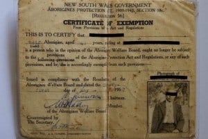 A Certificate of Exemption issued by the Aboriginal Welfare Board in 1957.