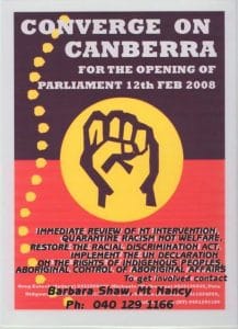  A poster for the Converge on Canberra rally for Indigenous rights.